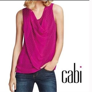 CAbi fuchsia floral dot print sleeveless blouse